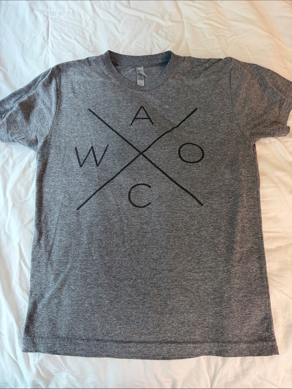 Next Level Apparel Grey Heather Crew Tee with Black Minimal Graphic